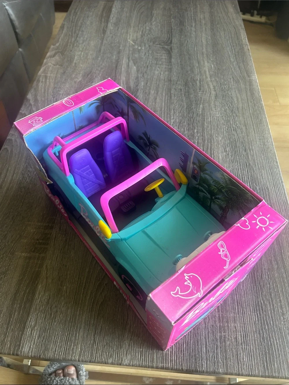 Barbie Teal Convertible Toy Car with Pink and Purple Accents